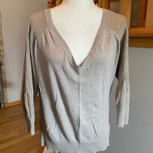 Women's Light Beige V-Neck Sweater